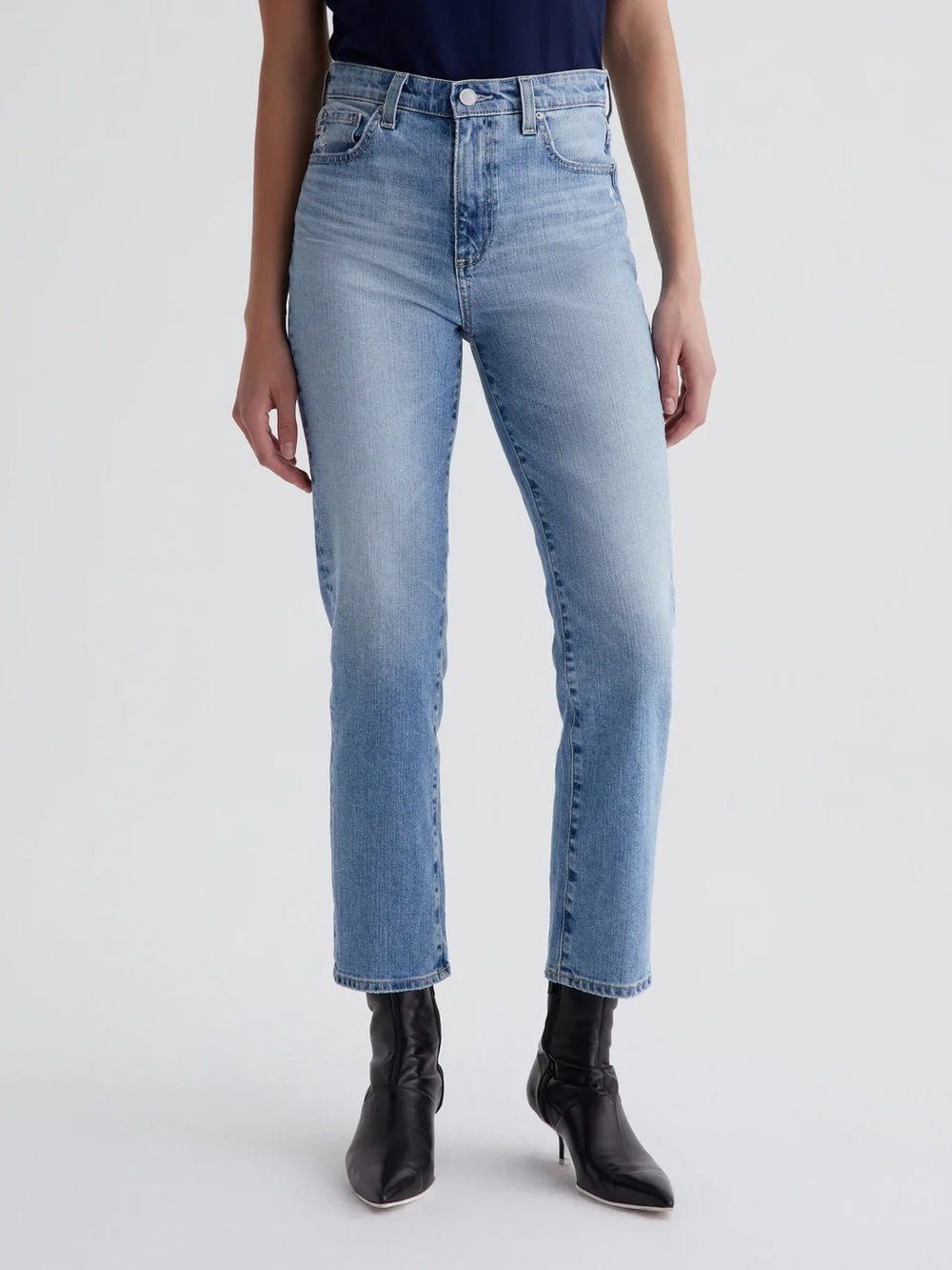 AG SAIGE CROP High-Rise Straight Leg Women's Jeans - Light Blue